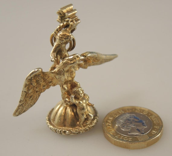 Impressive Silver Gilt Seal of an Eagle and Cheru… - image 1