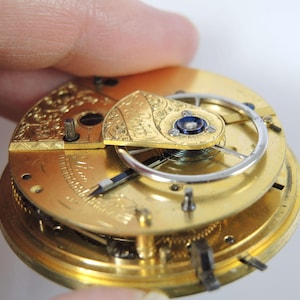 MASSEY III fusee pocket watch movement c1840 image 1