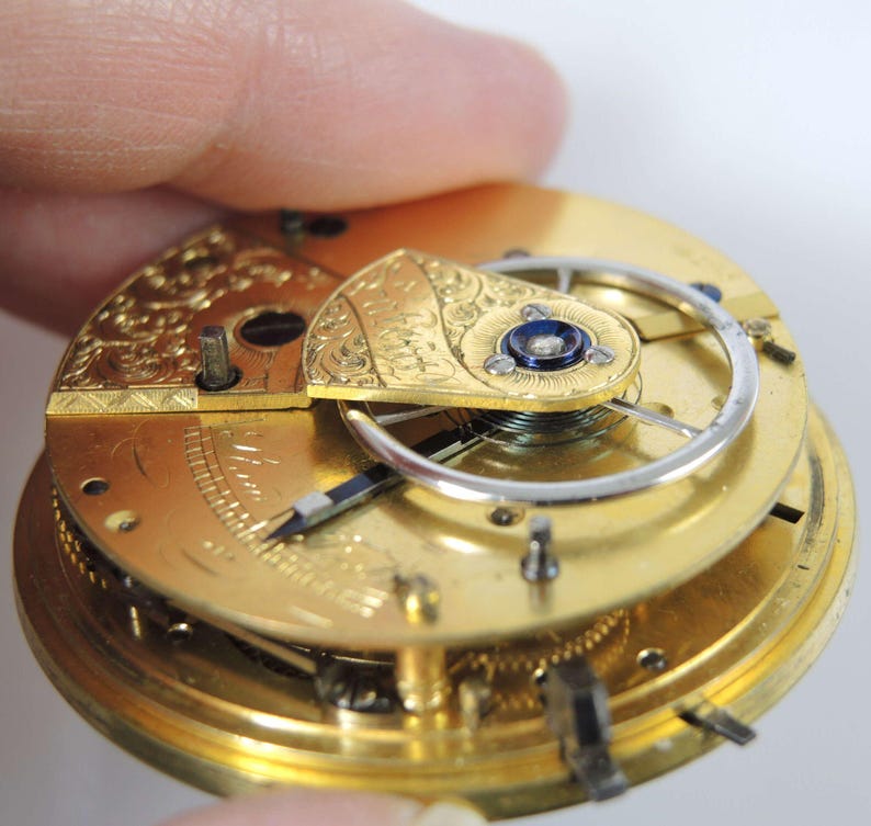MASSEY III fusee pocket watch movement c1840 image 1