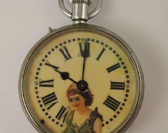 Raro reloj de bolsillo con diseño de ojo parpadeante, c1890