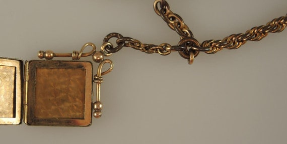 Fancy Gold plated Watch chain with locket fob c18… - image 4