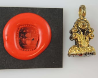 Georgian gilt seal with YOU COMPLETE ME intaglio c1790