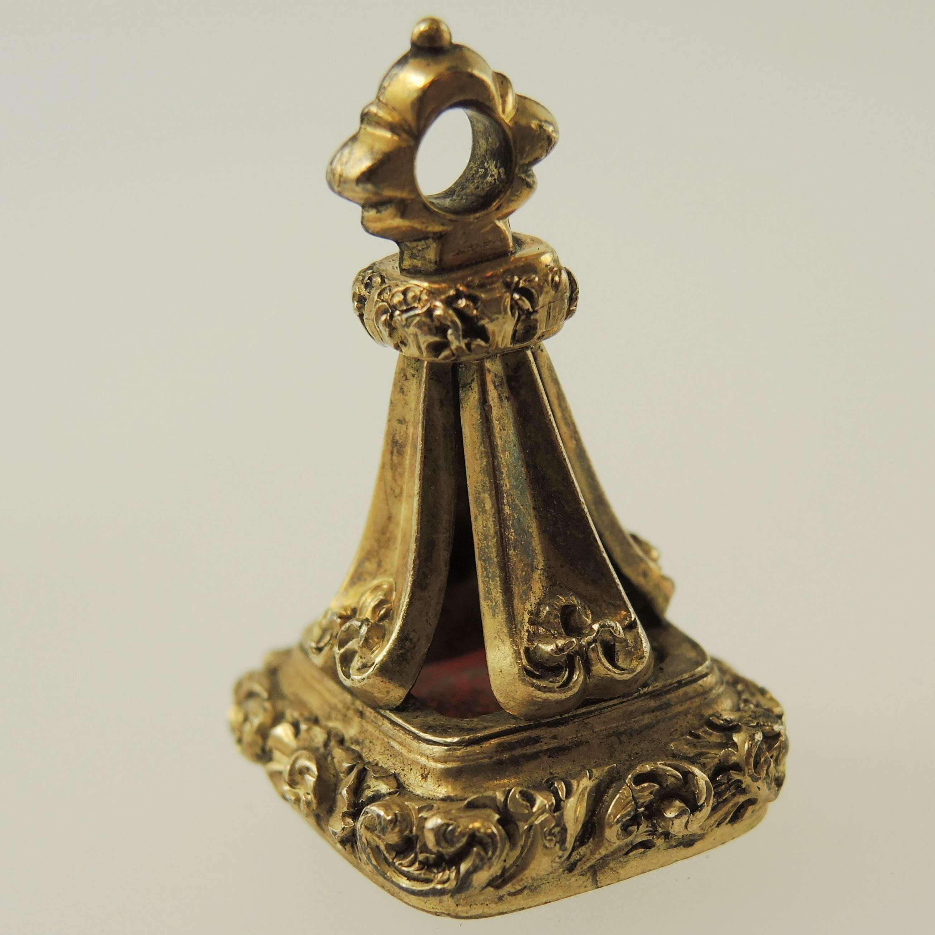紋章の凹版が施されたビクトリア朝時代の金箔印章、1850年頃 - Etsy 日本