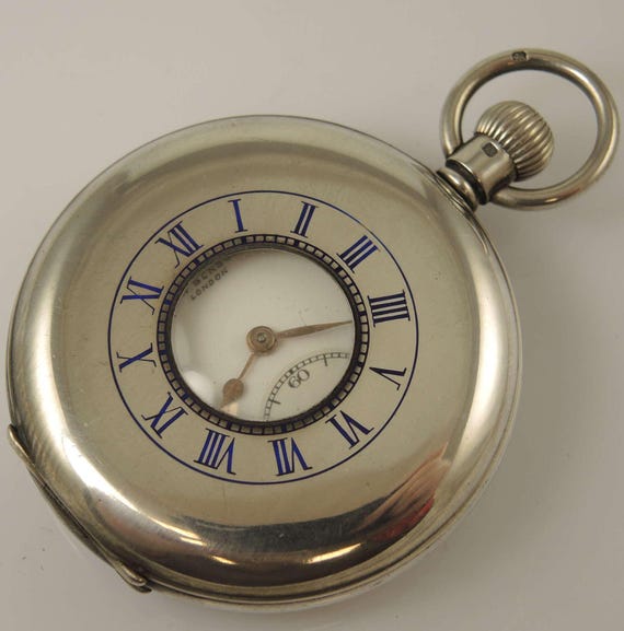 English Silver J W BENSON Half Hunter Pocket Watch C1937 English Silver J W BENSON Half Hunter Pocket Watch C1937
