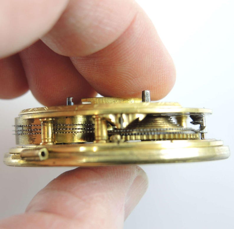 MASSEY III fusee pocket watch movement c1840 image 6