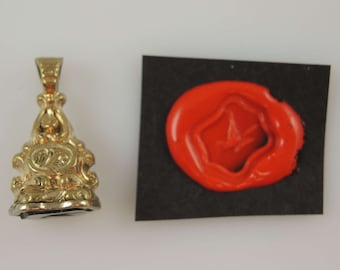 Victorian gilt and stone set seal with a BIRD intaglio c1850