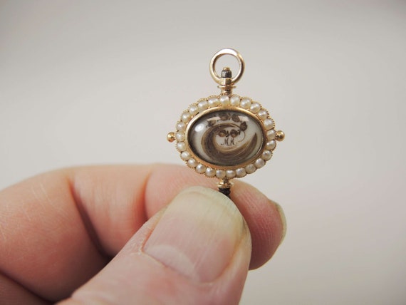 Solid gold pearl set Memento Mori pocket watch ke… - image 6