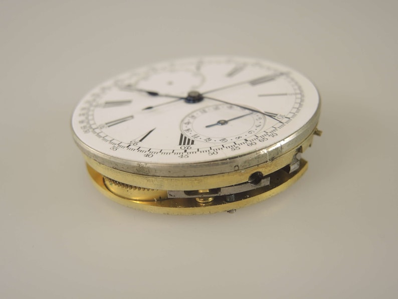 Chronograph pocket watch movement c1910 image 5