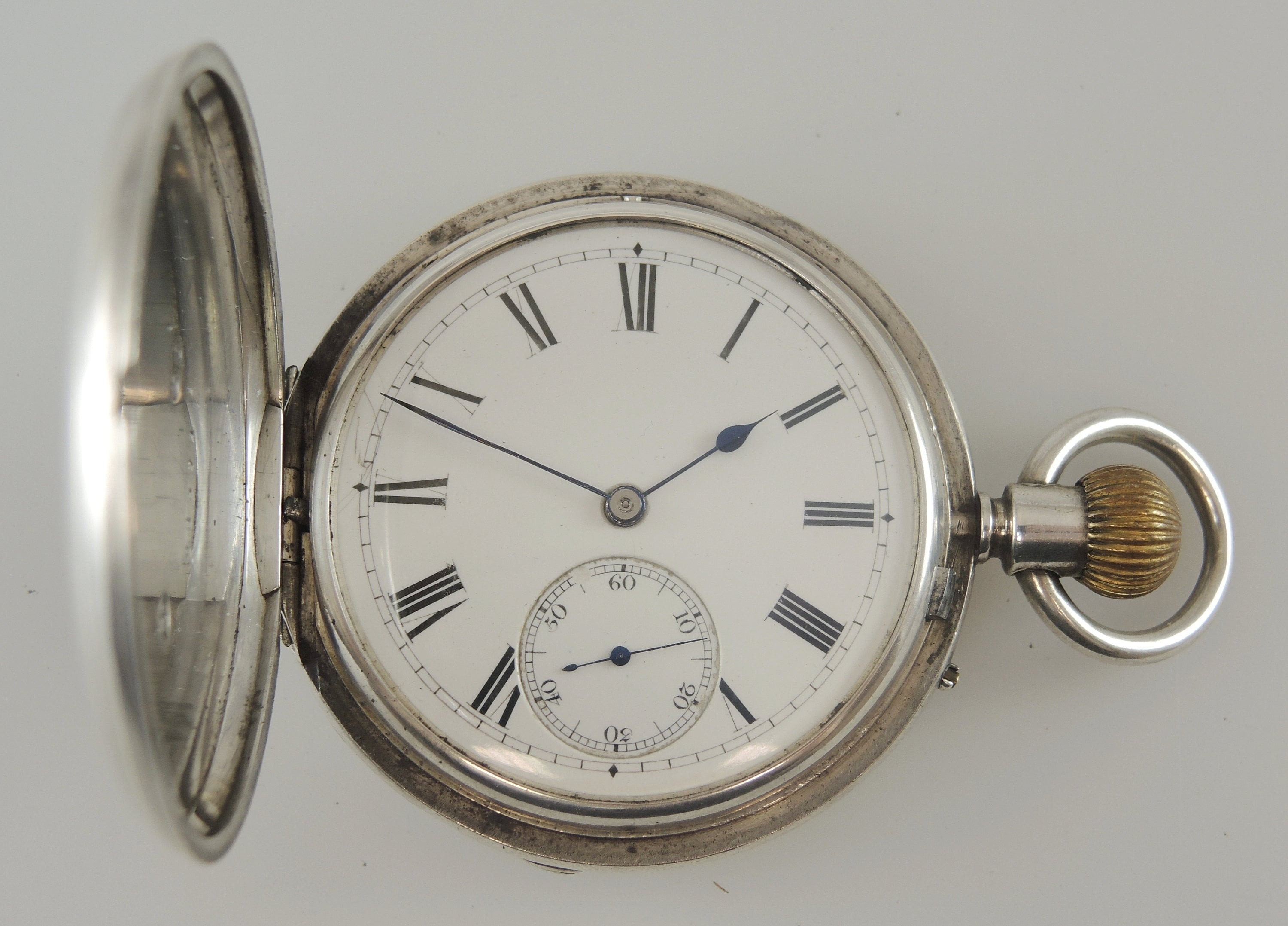Antique silver full hotsell hunter pocket watch