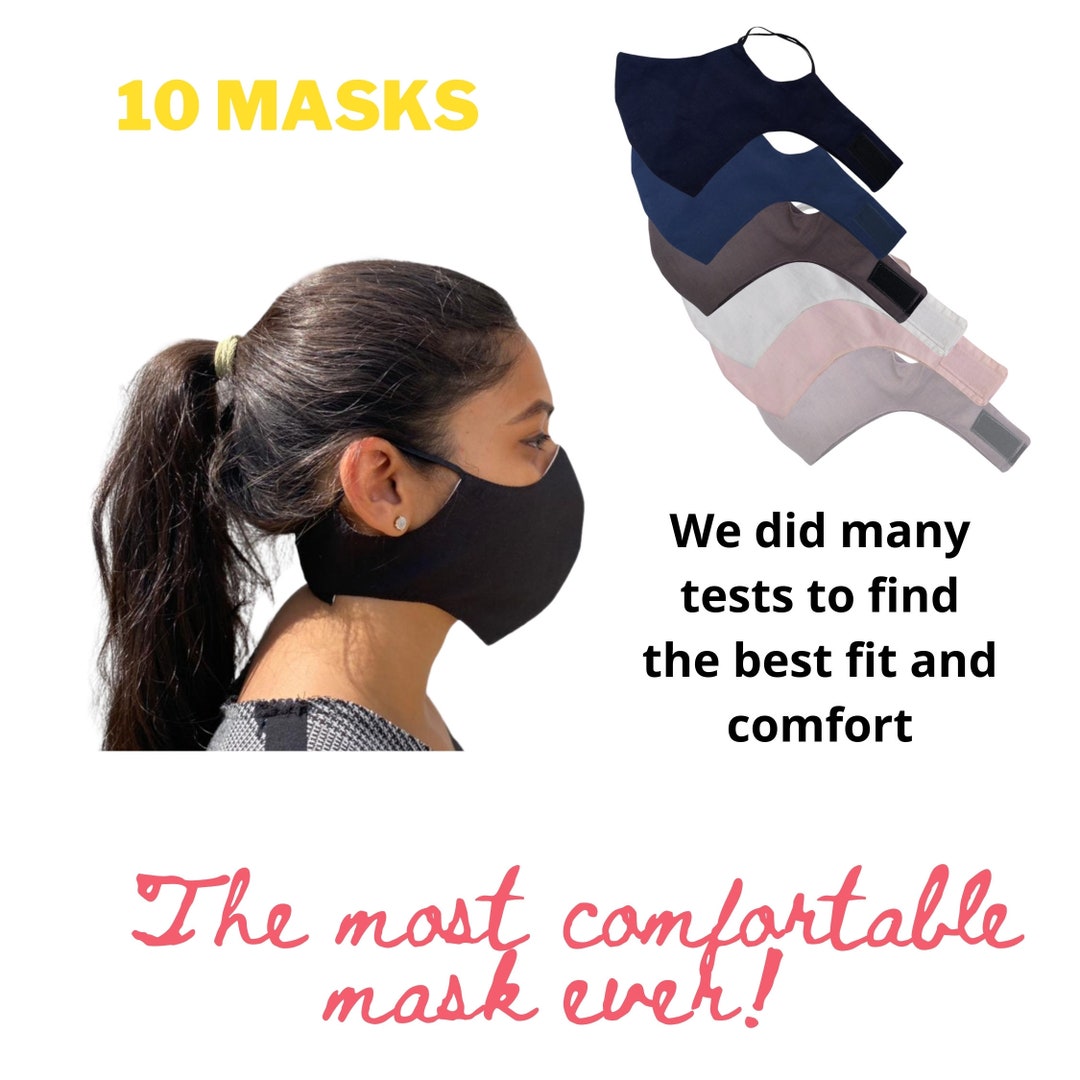 10 MASKS Velcro Neck Strap Fastened Face Mask With Nose Wire Etsy