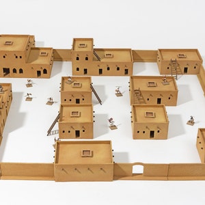 MDF DESERT CITY Set - 10 gebouwen, schaal van 20 mm - ongeverfd