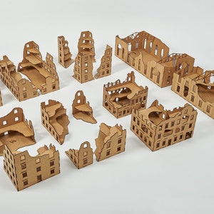 RUINED CITY Set 28mm - 19 items - Bolt Action W40K - Terrains4Games lasercut
