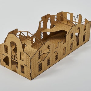 mdf KLEINE GERUÏNEERDE FABRIEK 28m Bolt Action W40K Terrains4Games lasergesneden