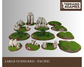 PACIFIC - Set da campo di battaglia standard grande - 14 elementi - Warhammer Bolt Action FoW 15-28 mm Terrains4Games