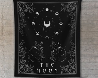 The Moon Tapestry - Perfect For Gothic and Witchy Rooms - Goth Home Decor - Tarot Wall Hanging - Wicca Art - Celestial Zodiac