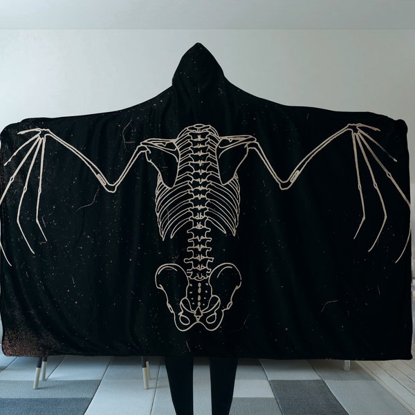Gothic clothing, Bat hooded blanket, Vampire blanket, Gothic gift, Spooky wearable blanket
