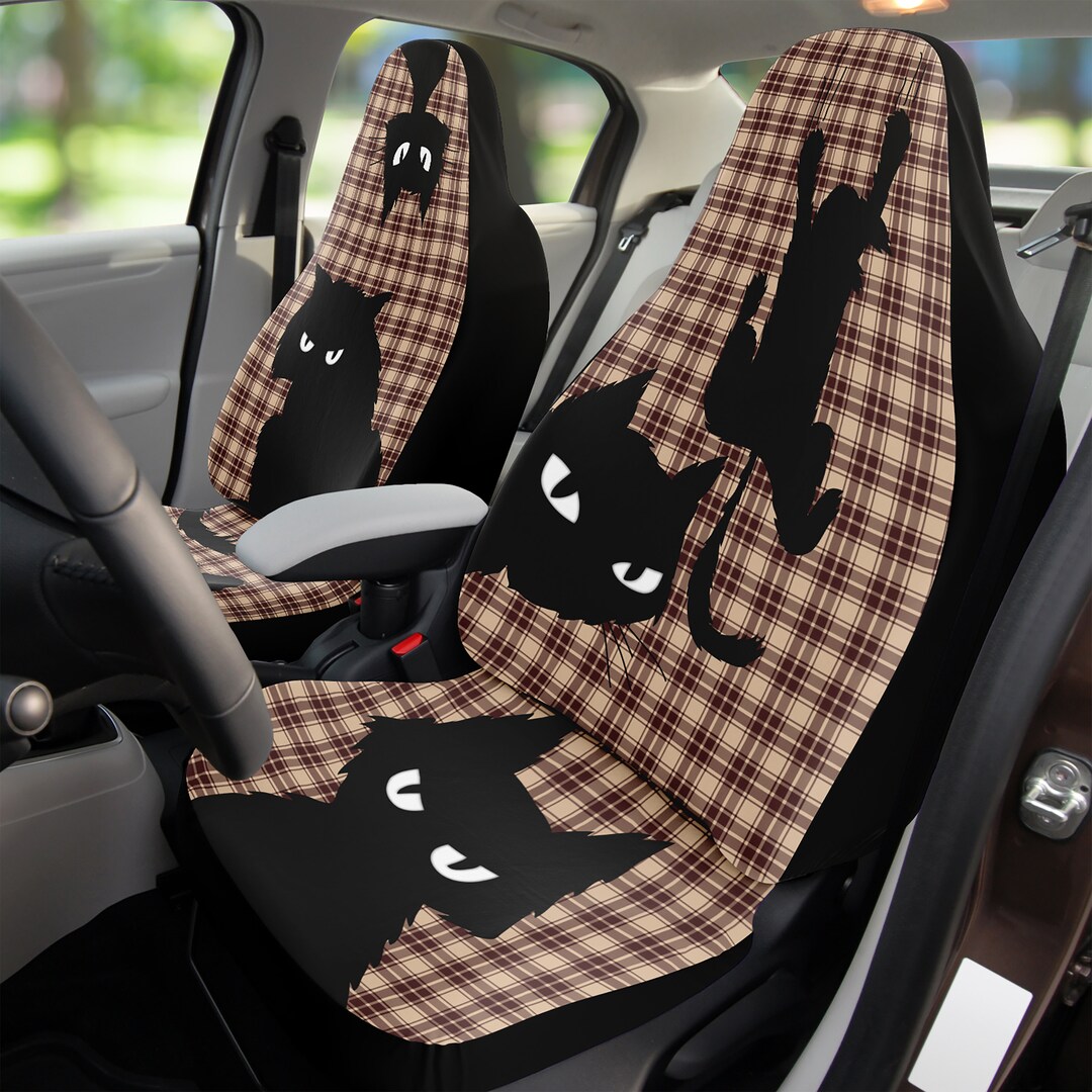 Floral Kitten Cat Pattern Print Universal Fit Car Seat Cover