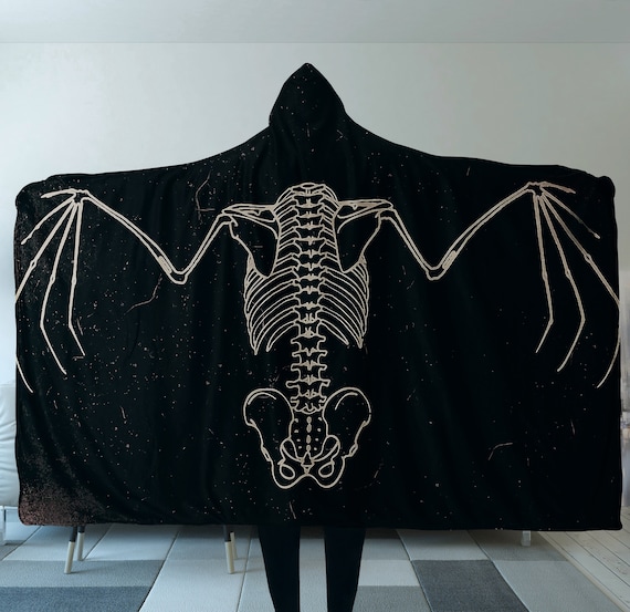 Gothic clothing, Bat hooded blanket, Vampire blanket, Gothic gift, Spooky wearable blanket
