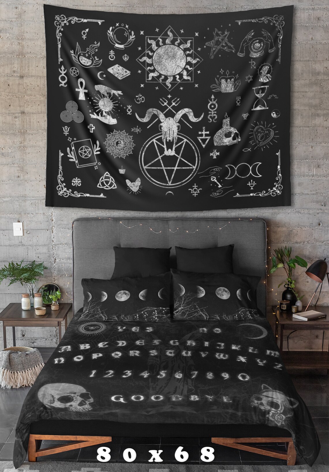 Occult Tapestry Witchy Bedroom Decor Witchcraft Tapestry Etsy