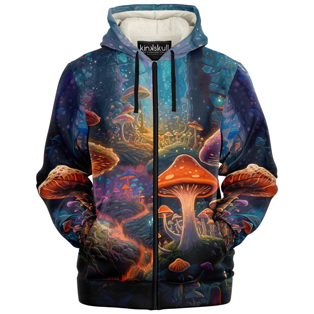 Mushroom Hoodie Trippy Psychedelic Zip up Magic Mushroom Hoodie, Rave ...