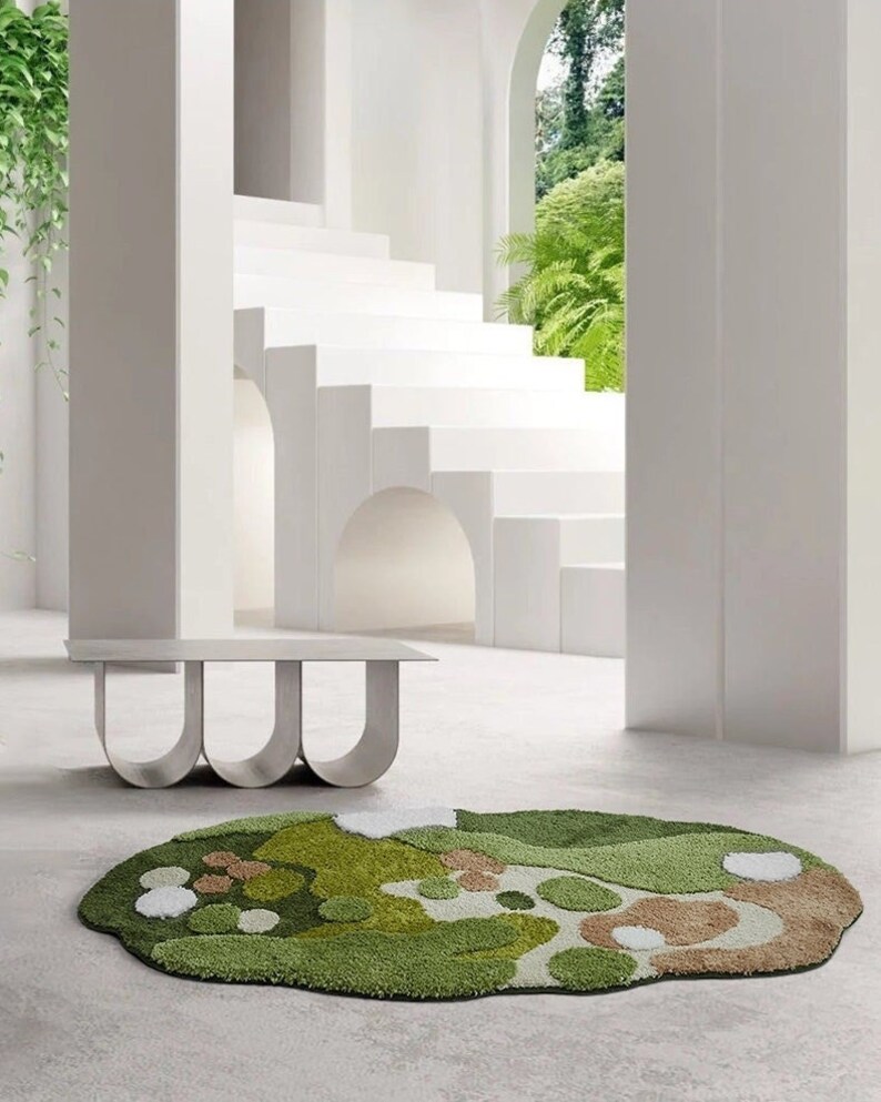Designer Natural Moss Series Abstract Rug Small Area Rug Etsy