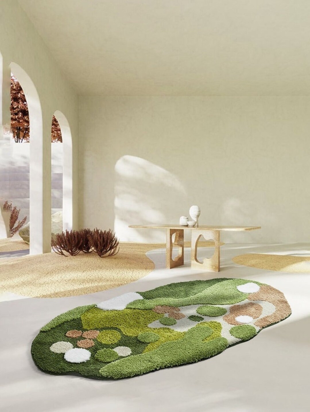 Designer Natural Moss Series Abstract Rug Small Area Rug Etsy