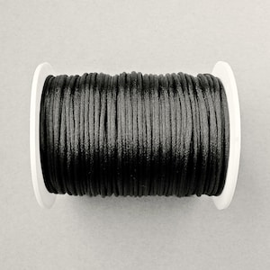1,5 mm Satin Cord, Black Rat Tail Cord, Macrame Cord, Soft Jewelry Cord, Silky Cord, Knotting Cord, Kumihimo Cord