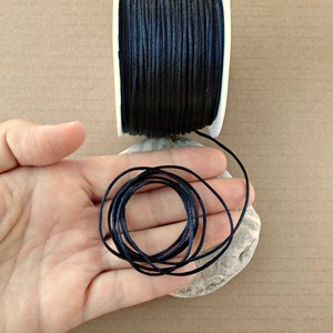 1 mm Satin Cord, Black Rat Tail Cord, Macrame Cord, Soft Jewelry Cord, Silky Cord, Knotting Cord, Black Cord, Kumihimo Cord