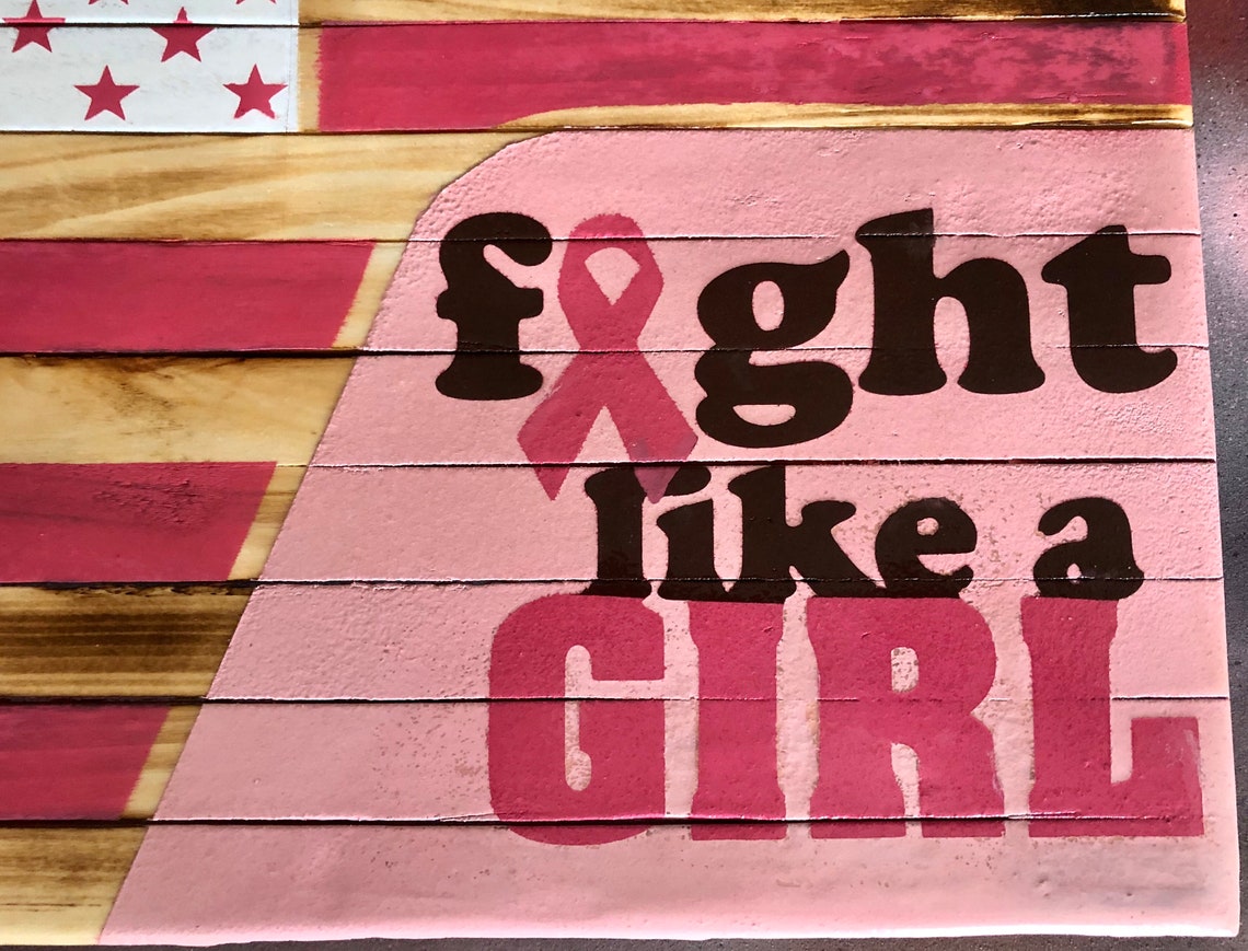 Wooden Breast Cancer American Flag Wall Decor. Handcrafted and - Etsy