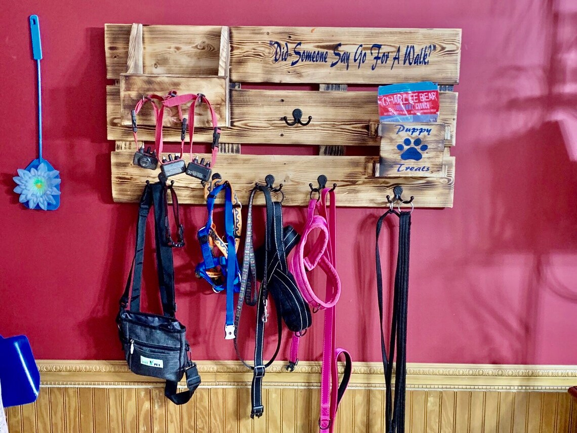 Dog Leash and Collar Storage Rack. Handcrafted and Hand Etsy