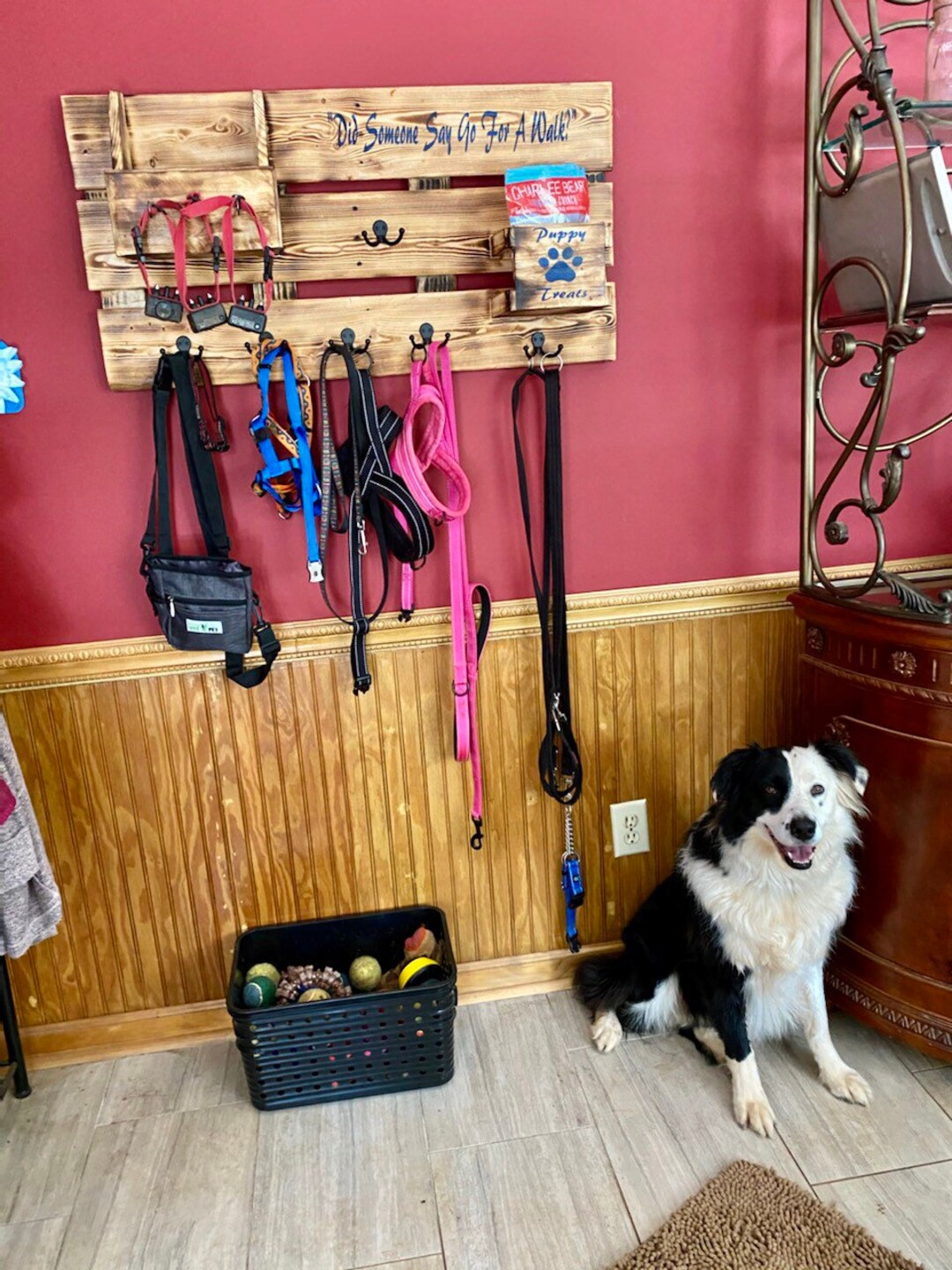 Dog Leash and Collar Storage Rack. Handcrafted and Hand Etsy