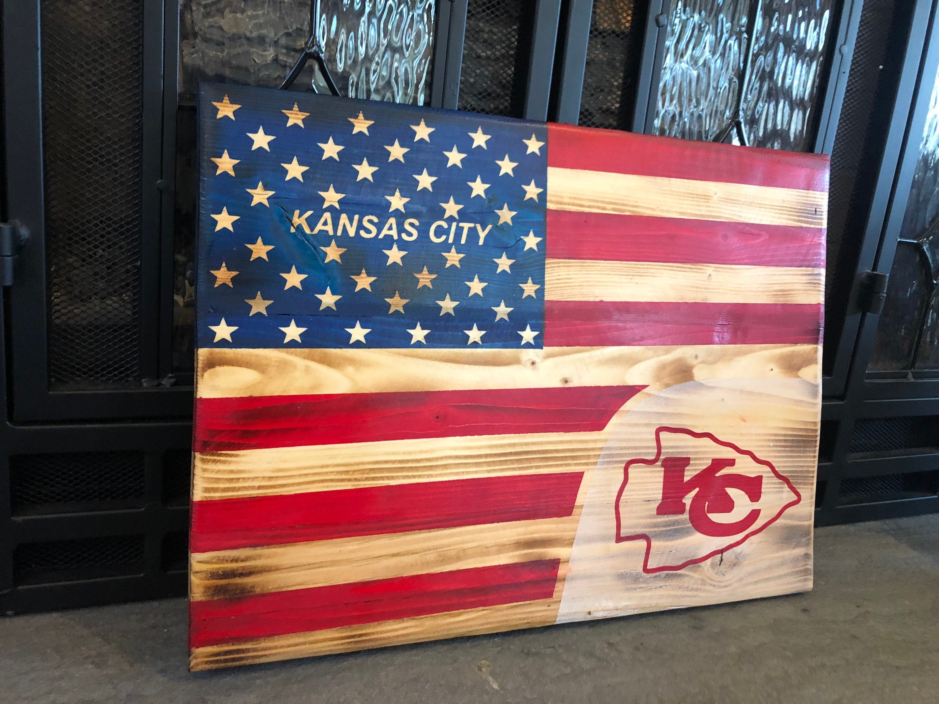 Wooden NFL American Flag Wall Art. Your choice of professional Etsy