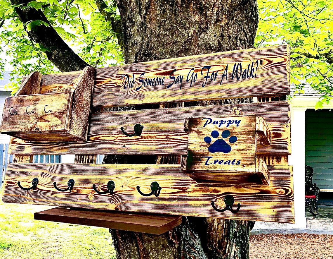 Dog Leash and Collar Storage Rack. Handcrafted and Hand Etsy