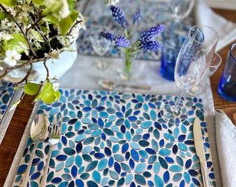 Large size hard board Placemats: Set of 4 Melamine Eucalyptus Table Mats