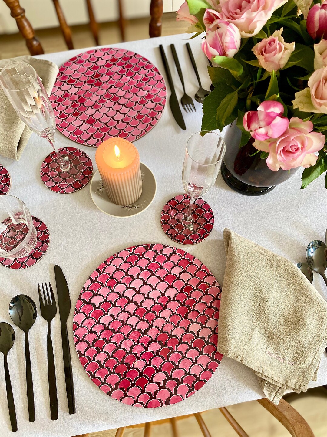 Round Placemats Set of 2 Cork Placemats Round Table Mats Etsy