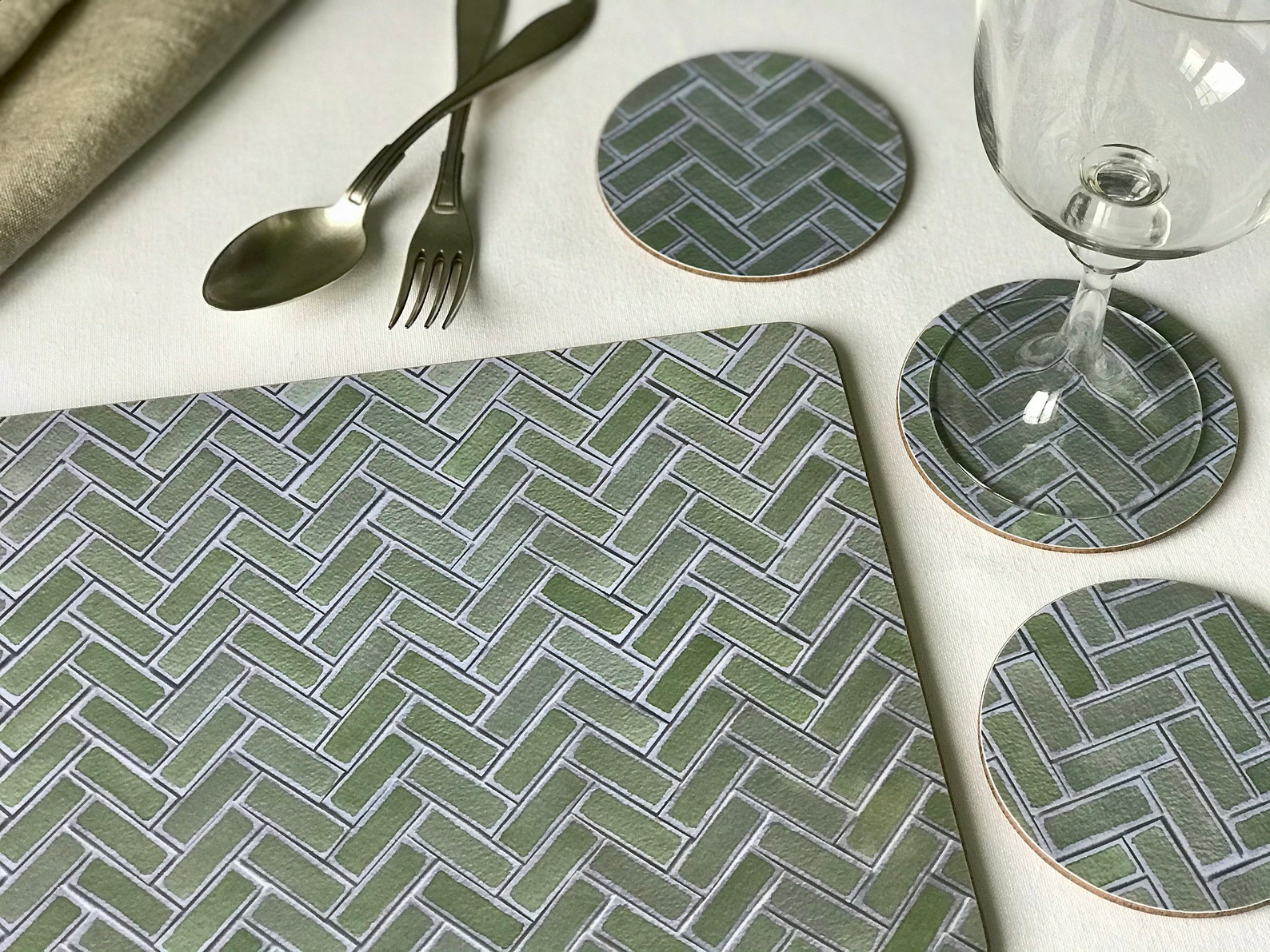 Placemat/Jade Green/Large Size/Melamine Gloss/Placemat/Table Etsy