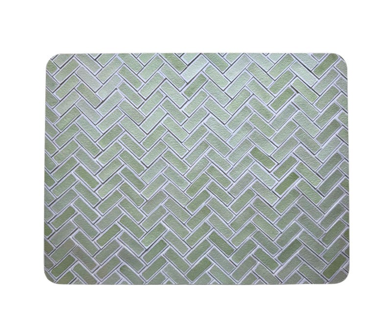 Sage green Herringbone Placemats, Set of 4: Large Cork Table Mats, UK Made image 2