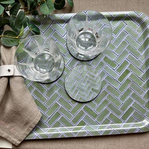 Sage Green Birch Wood Serving Tray: Swedish Kitchen Decor, gift wrapped