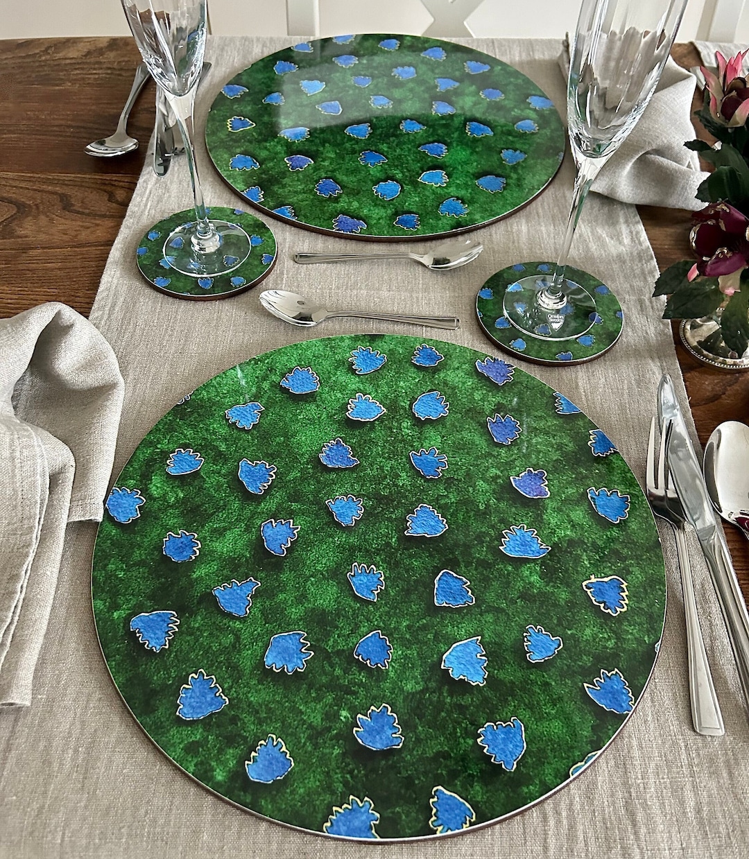 Placemats Set of 4 Large Round Placemats Cork Placemats Etsy