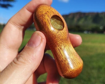Koa Wood Pipe for herbs. Small and discreet pipe. Mushroom like pipe