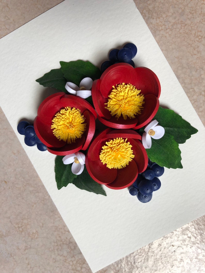 Paeonia peregrina Wild Peony Quilled flowers Livingroom Etsy