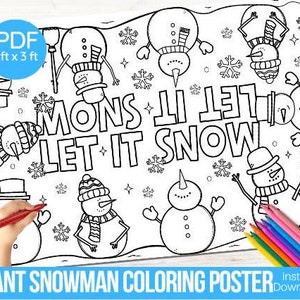 Giant Winter Snowmen Coloring Poster Birthday Party Coloring Page