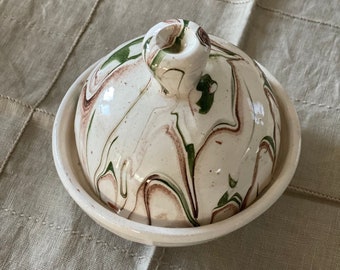 Ceramic butter dish, sugar bowl or container for olives or dried fruit