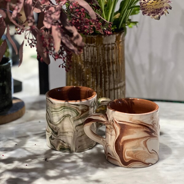 Marble colored ceramic mug