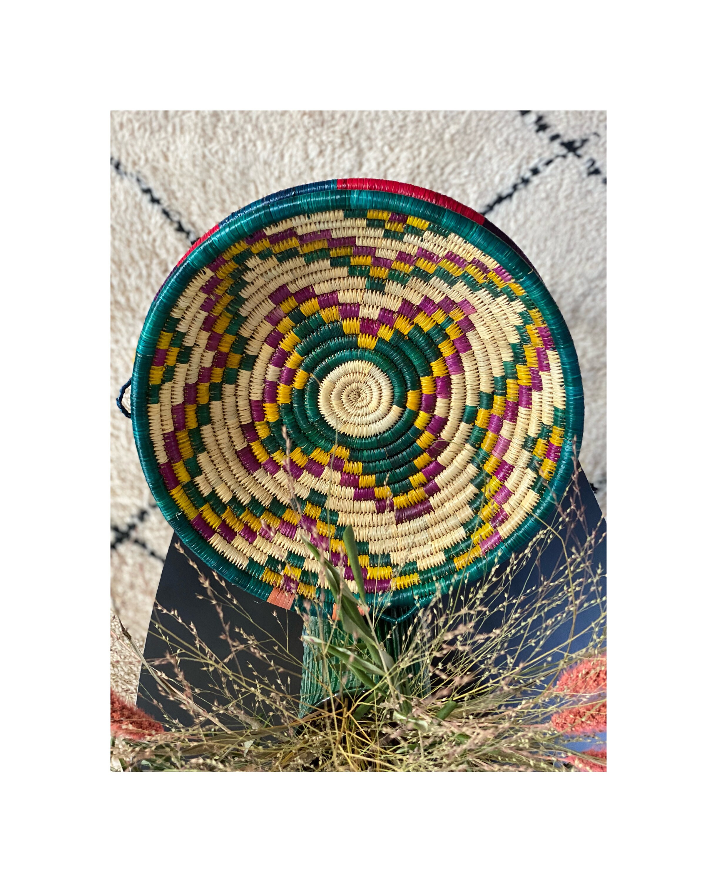 Plateau Rond Feuille de Palmier Tressé - Fabrication Artisanale -