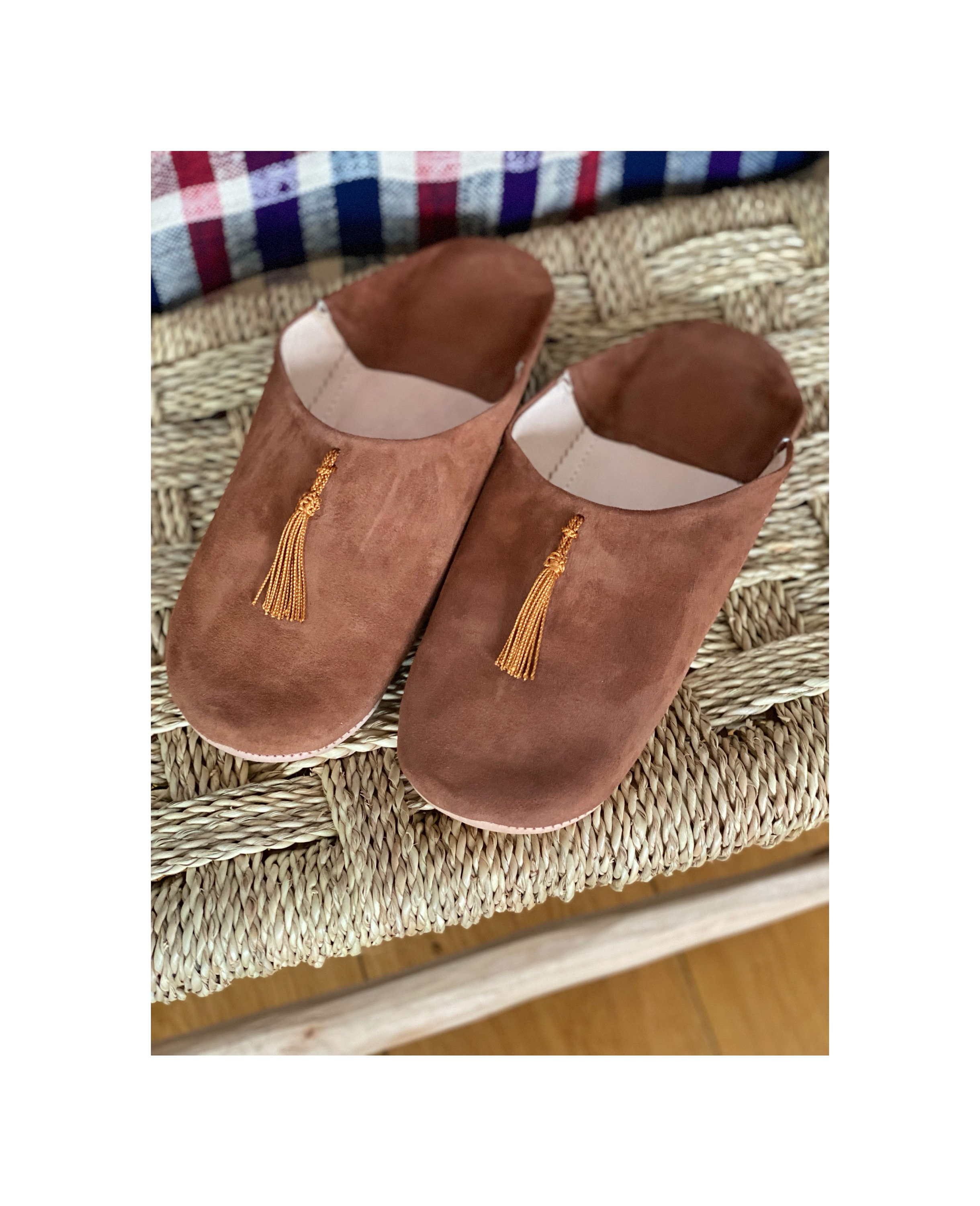 Babouches Marocaines En Cuir Souple Pour Femme – Bout Rond, Semelle Plate – Pantoufles D'intérieur Confortables