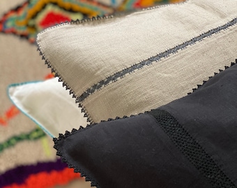 Hand-embroidered linen pillowcases, exceptional quality, dare the color and mismatched and give character to your rooms!