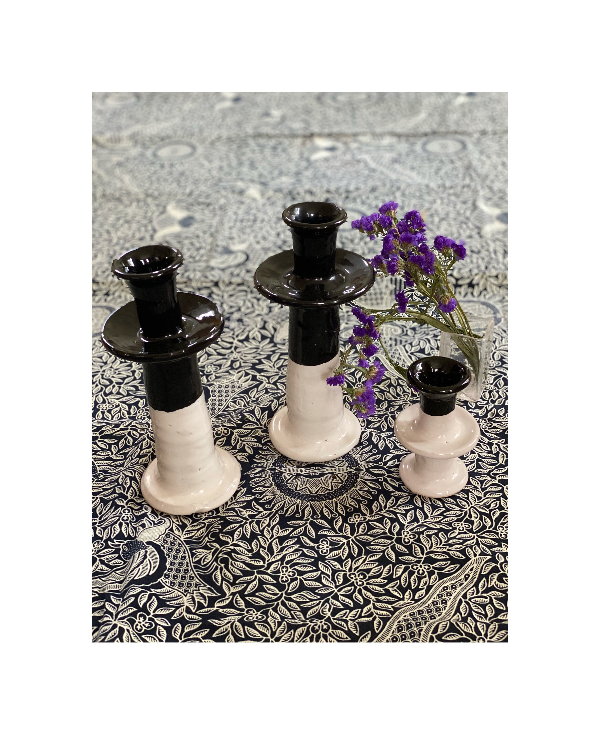 Bougeoirs Artisanaux en Céramique Noir et Blanc, Parfaitement Imparfaits...bruts, Rustiques, Uniques