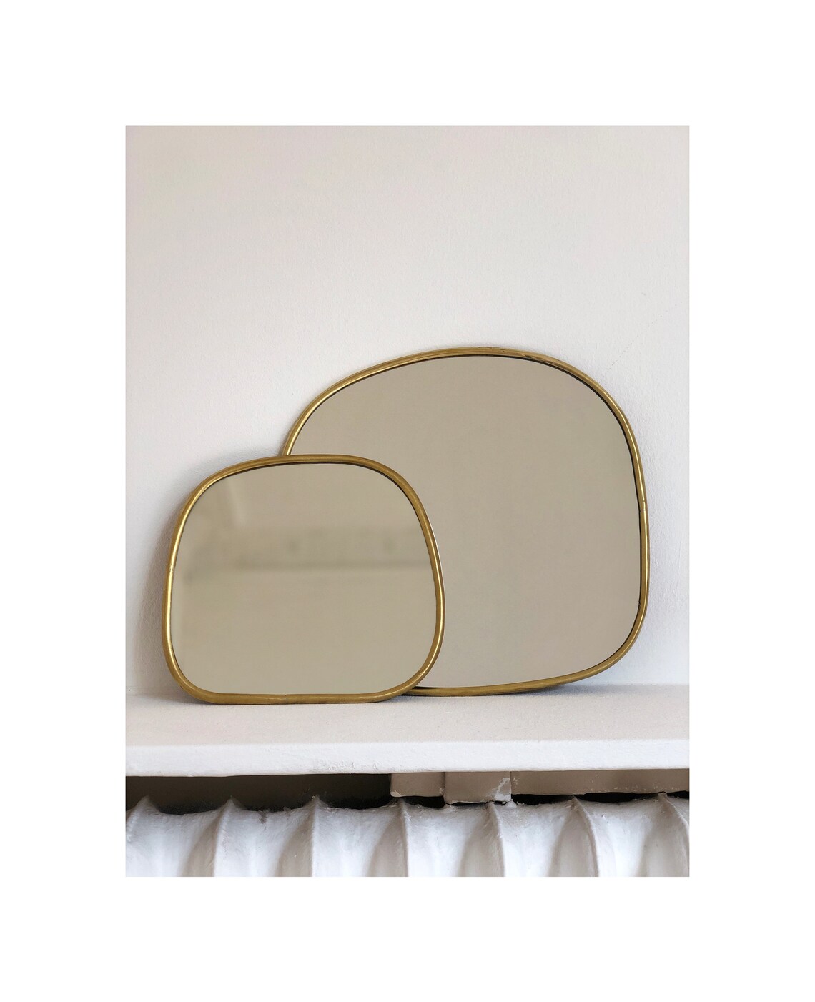2 Petits Miroirs De Table Formes Irrégulières - Acrylique, Base Bois - Pour Maquillage, Déco - Chambre, Salon, Hôtel - 8