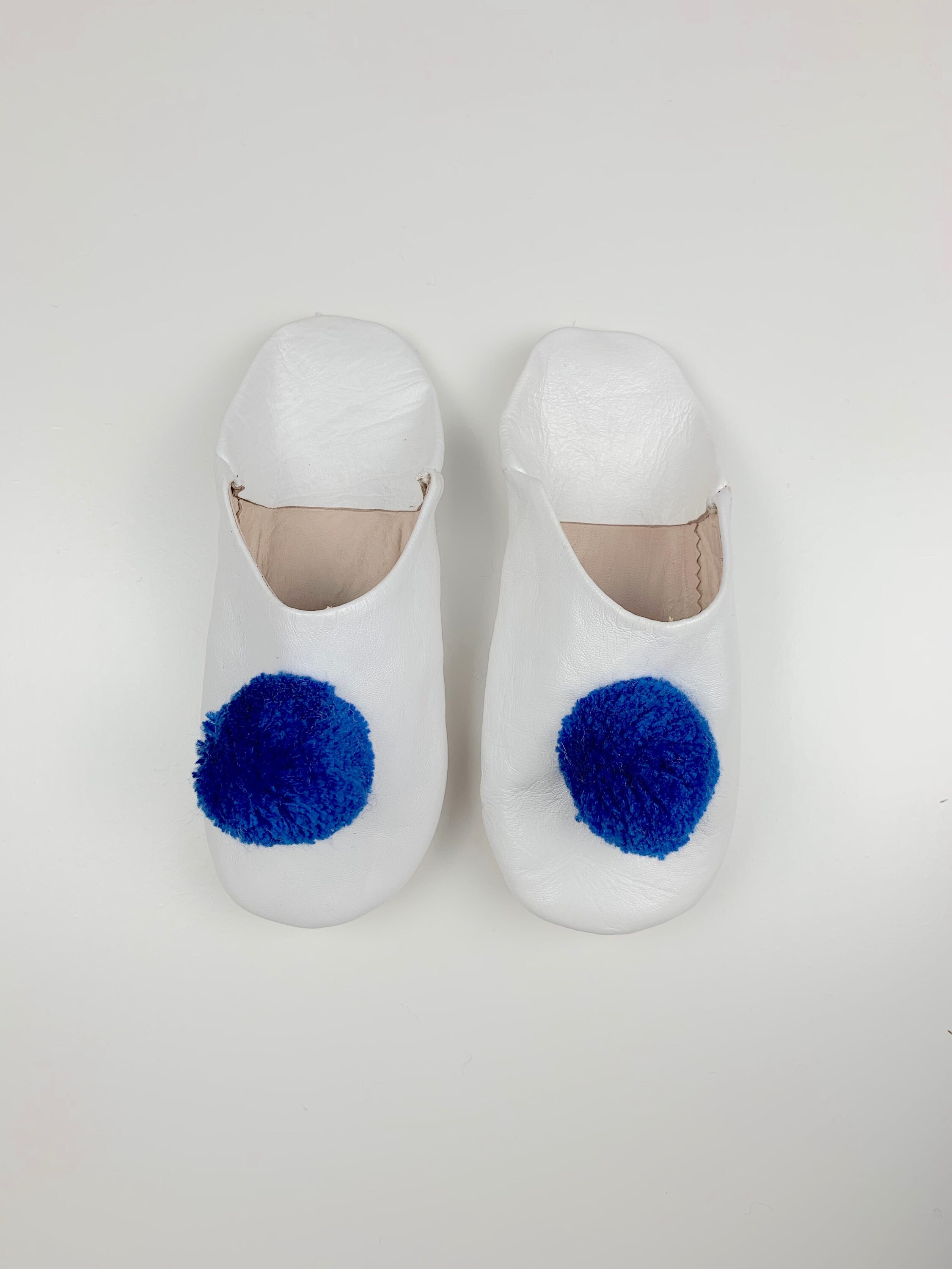 Chaussons Babouches Blanches à Paillettes Taille 40 - Cuir Souple Et Confortable - Neufs Sans Boîte